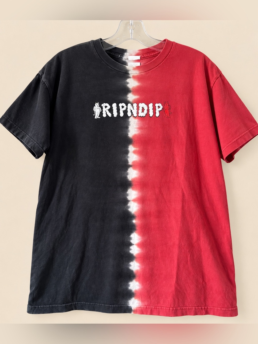 RIPNDIP Angel / Devil Split Tie Dye Tee L